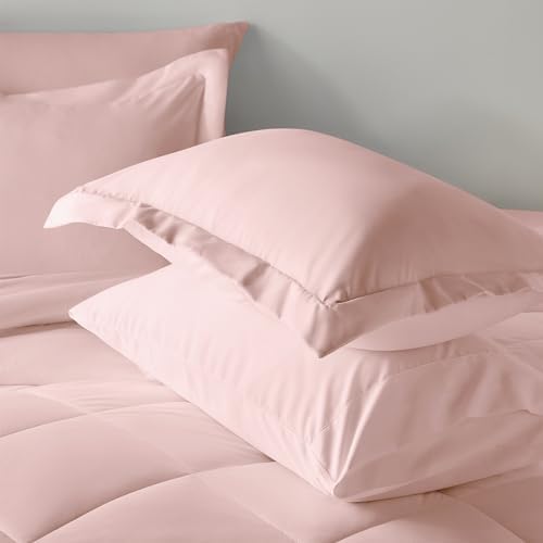 CozyLux Twin Comforter Set 5 Pieces Bed in a Bag - All Season Pink Bedding Set With Comforter, Pillow Shams, Flat Sheet, Fitted Sheet and Pillowcases