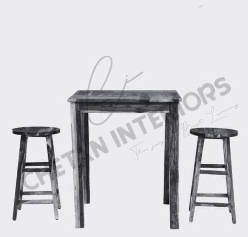 Image of Sheesham Wood Bar Counter with 2 Stools /High Bar Dining Table 2 Seater (Solid Sheessham Wood, 2 Seater, Walnut Finish)