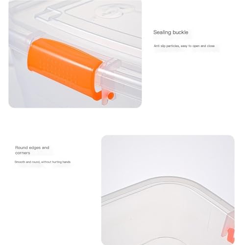 TOWINE Boîte de Rangement Bacs de rangement transparents en plastique avec poignée, grande boîte de rangement for vêtements, boîte de rangement divers pour Dortoir de Bureau à Domicile (Size : 65L) – vue 6