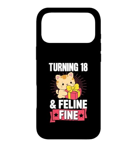 Turning 18 And Feline Fine Pun for Cat �e�[�} �a�����p�[�e�B�[ �X�}�z�P�[�X iPhone 17 Pro Max �p
