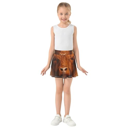 Tennis Skirts Kids Christmas Highland Cow Girls' Shorts Athletic Skorts Navy Butterfly 4t3