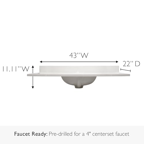 Image of 43 Inch Cultured Marble Vanity Top with Backsplash, Improved Package, Ivory - Design House, 586164