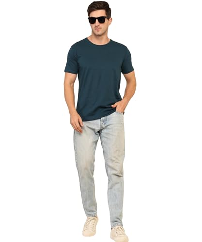Image of Unisex Round Neck Plain T-Shirt | Combed Bio-Washed Ring Spun Cotton for Men & Women, Short Sleeves