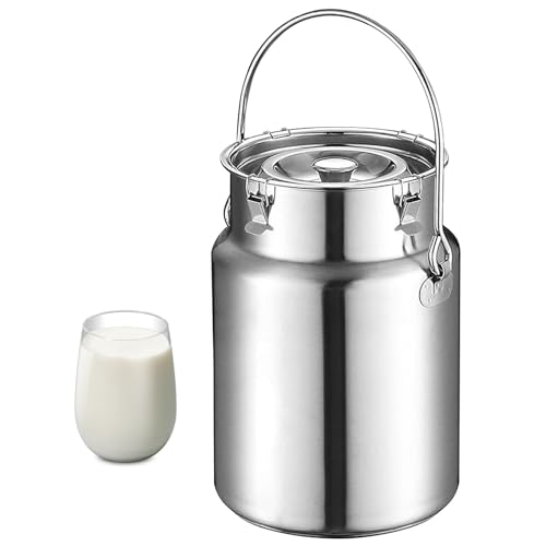 Adima Cubo de mano 304 Cubo de leche inoxidable Almacenamiento hermético Latas de leche para vino, cerveza, comida, aceite, agua, arroz, té 3L/5L/10L,10L