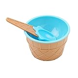 BoloLi Slime Mixing Bowl Ice Cream Cup Ice Cream Bowls with Spoon Plastic Dessert Bowl (Blue)
