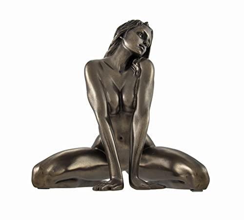 Bronzed Finish Nude Kneeling Woman Statue Sculpture Erotic Art #TOP1