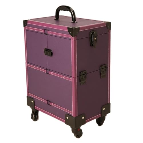 Makeup Artist Nail Art Suitcase Folding Retro Large Suitcase Wheeled Travel Rolling Hand Luggage Trolley Case (Color : A, Size : 370 * 245 * 510mm) (A 370 * 245 * 510mm)