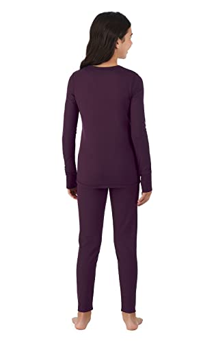 Image of Cuddl Duds Heavyweight 2 Piece Sets Base Layer Thermal Underwear for Girls | Winter Clothing, Fleece Lined Long Sleeve Top & Leggings, Soft Lounge Set for Cold Weather, Moisture Wicking Heat Retention