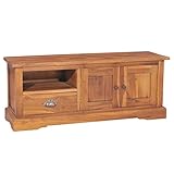 Mueble de TV de 100 x 30 x 40 cm, madera de teca maciza. Material: madera de teca maciza con acabado de color reciclado