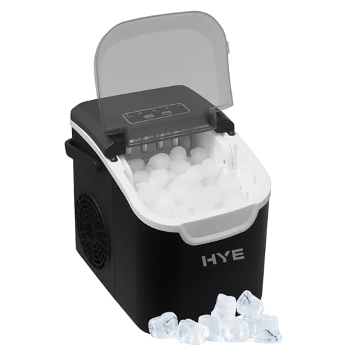 HYE Countertop Ice Cube Maker Machine – Produces 8 Bullet Cubes in 8-13 Mins, 0.8L Tank, Small Mini Ice Maker Machine with Size Options, Auto Clean, LED Indicator - IM12KB27