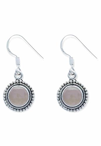 Ohrringe 925 Silber Rosenquarz rosa Stein Edelstein Ohrhänger echt Silber Damen Sterling Silber Hänger Geschenk (MOH-090-07)
