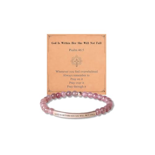 LIU JUN God Is In Control Tube Bracelet For Women, Self Worth Motivational Adjustable Braided Wrap Stainless Steel Healing Crystal Energy Friendship Inspirational Gifts Jewelry