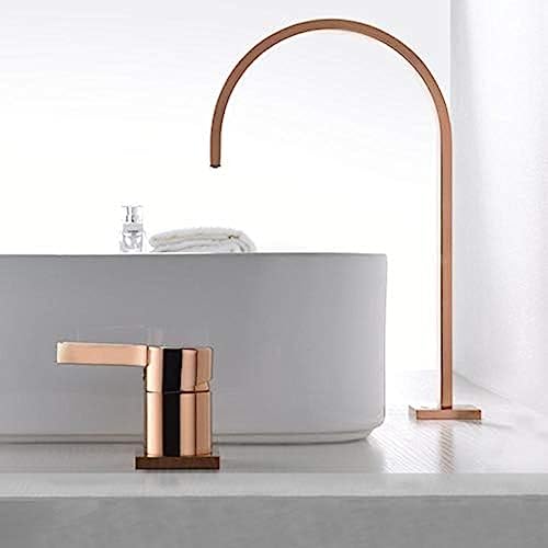Robinetterie salle de bain or rose YRYRYW pour une vasque moderne et épurée