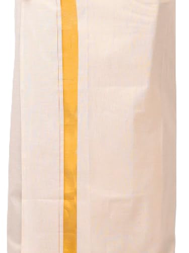 Image of RAMRAJ COTTON Men's Cotton Dhoti (EXTRMGLD112 Gold 1 Free Size)
