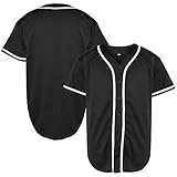 TKJPYWYH Blank Baseball Jersey Button Down Shirts,Men's Hip Hop Plain Short Sleeve Sports T Shirts S-3XL (#Black,X-Large)