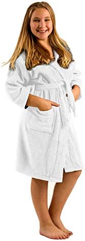 BY LORA Hooded Microfiber Coral Kid's Beach Robe, Size Small, White