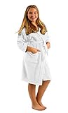 BY LORA Hooded Microfiber Coral Kid's Beach Robe, Size Small, White