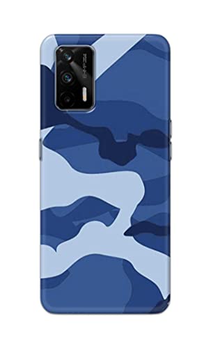 Image of Printed Hard Back Cover Case for Realme GT 5G Back Cover (Army Blue Pattern) -1302