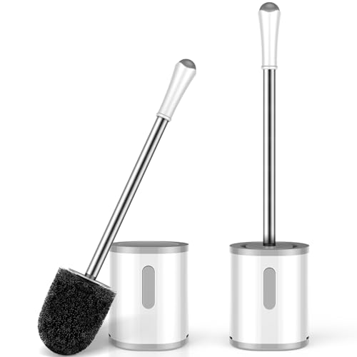 Toilet Brush and Holder Set, 2 Pack Stainless Steel Handle