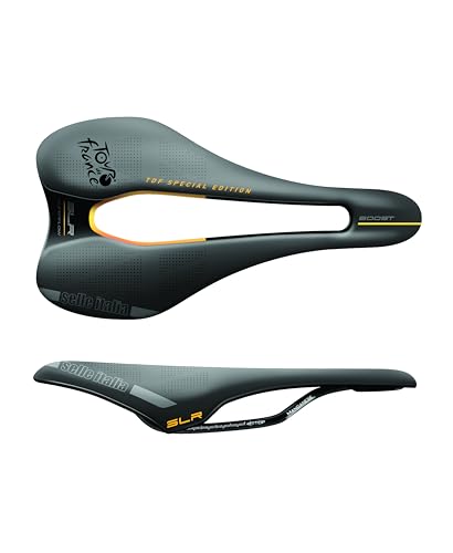 Selle Italia SLR Boost TI 316 Superflow Tour de France Sillín, Unisex Adulto, Negro/Amarillo, L3
