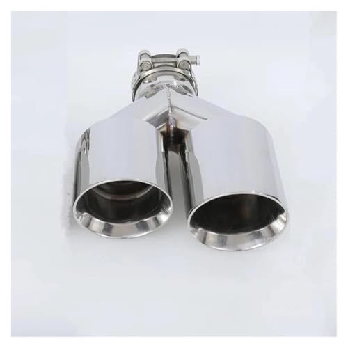 Tuyau d'échappement double en inox embout de pot universel pour voiture 63mm-101mm gauche