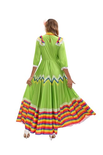 Disfraz étnico mexicano vestido largo cómodo para bailar 4