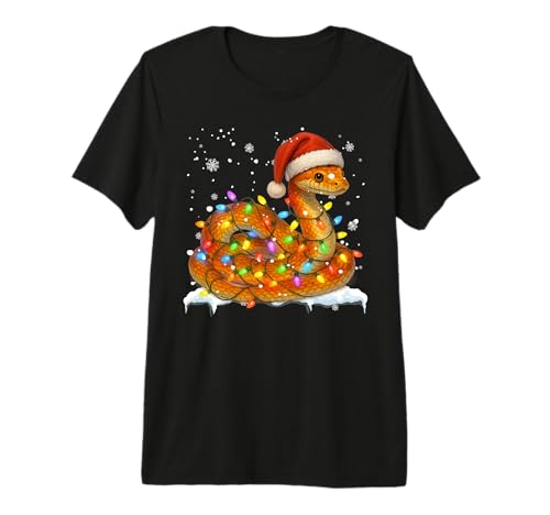 Cute Ball Python Christmas Light Funny Ball Python Lover Premium T-Shirt
