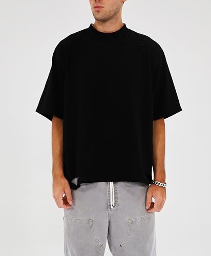 Men's Distressed Casual Oversized Heavyweight Drop Shoulder Garment Dye T-Shirt Tee Short Sleeve2