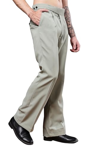 Image of Gurkha Pants for Men | Trouser for Men | Formal Pant | Classic Button | Bell Button High Waist Pleated Casual Trousers | Flared Leg Pants for Office Smart Casual Travel Party