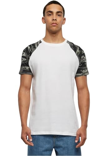 Urban Classics Raglan Contrast Tee T-Shirt, Blanc/Camouflage Foncé, M Homme