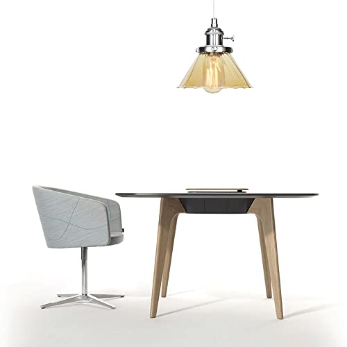 Lámpara colgante cromada E27 retro con cristal ámbar de techo interior 2