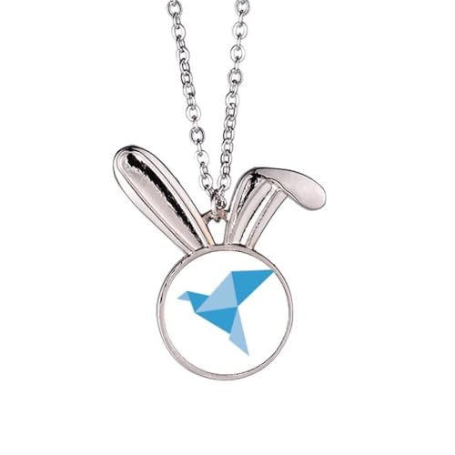 Collier de créateur pendentif lapin bleu origami aux finitions soignées