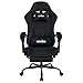 SUKIDA Gaming Stuhl Stoff, Ergonomischer Gaming Chair mit Fußstütze, Verstellbarer Racing Computerstuhl mit Lordosenstütze, Schwarz Ergonomisch PC-Stuhl