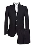 LYXP Mens Suit Vintage Style Mandarin Collar Slim Fit Groomsmen Formal Business Wedding Tuxedo 2 Piece（Jacket+Pant） Black M