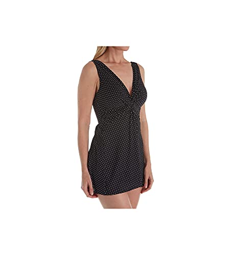 Miraclesuit Women's Swimwear Pin Point Marais Tummy Control V-Neckline Soft Cup One Piece Swimsuit, Black/White, 16