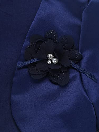 Sholeno Kids Flower Girls Wedding Bolero Shrug Open Front Long Sleeves Flower Cardigan Party Cropped Jacket Navy Blue 12-18 Months3