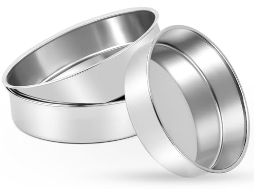 Cptoion 9 inch Stainless Steel Cake Pan, Mirror Finish Bakeware,