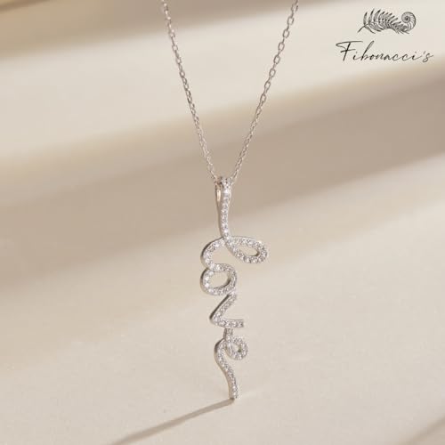 Fibonacci'sCollier avec Pendentif en Argent Sterling 925 avec Motif Graffiti « Love » et zircone cubique avec boîte Cadeau de Luxe – vue 4