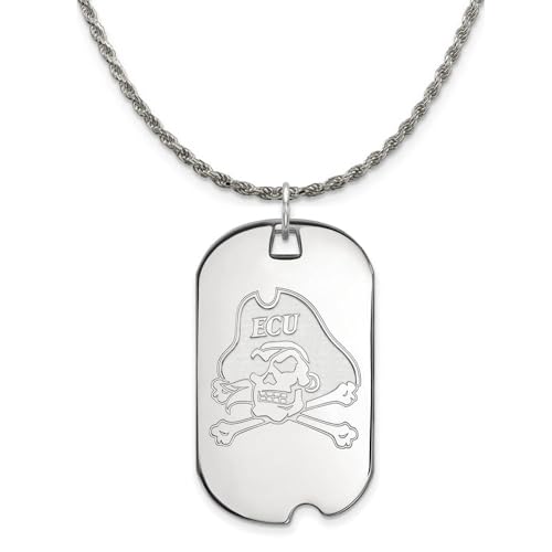 The Black Bow Silver East Carolina U Large Dog Tag Pendant Necklace - 20 Inch