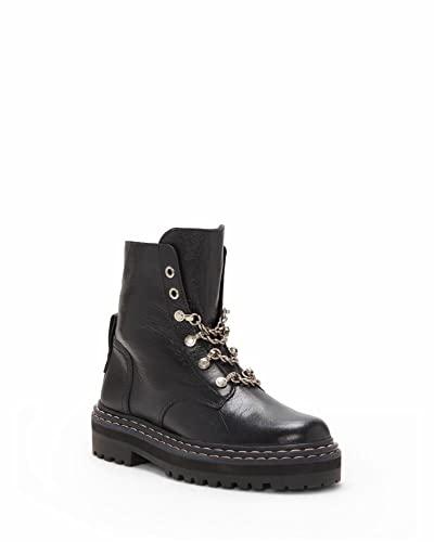 Vince Camuto Popinta Black Soft Goat Side Zipper Rounded Toe Chain Detailed Boot