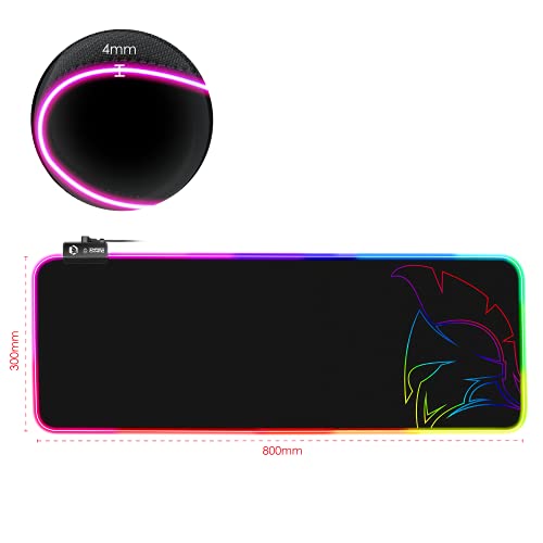 Tappetino per mouse Gamer Dark Rainbow RGB LED 12 modalità di illuminazione-Mouse Pad Retroilluminazione–Idroresistente Gomma antiscivolo–PC/Mac/Laptop-800 x 300 x 4 mm - Mousepad - Immagine 5