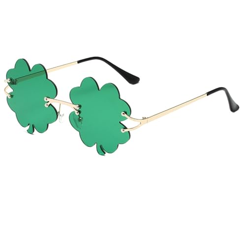 St. Patrick's Day Irish Shamrock Sunglasses, Green Four Leaf Clover Leprechaun Costume Glasses Party Decorations