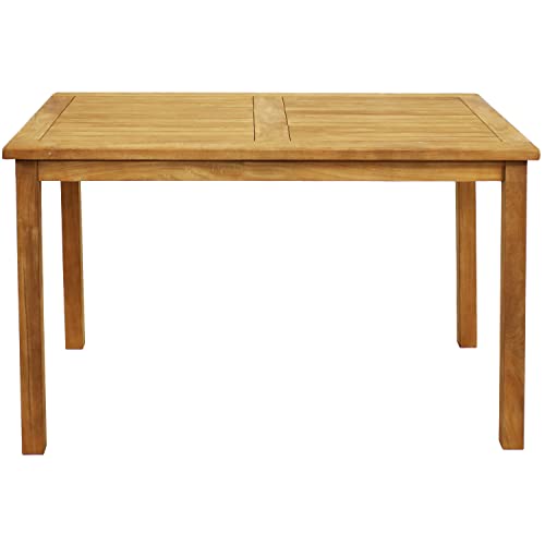 Sunnydaze Solid Teak Outdoor Dining Table - Light Brown Wood Stain Finish - Rectangular - 47 Inches Long - Patio, Deck, Lawn, Garden, Terrace Or Backyard #TOP7