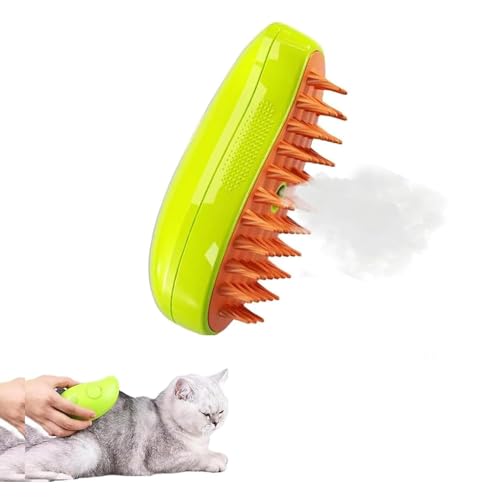 Cepillo de vapor para gatos, cepillo de vapor para gatos 3 en 1, cepillo para gatos para mudar de pelo, cepillo de aseo para gatos, para perros de pelo largo o corto (Green)
