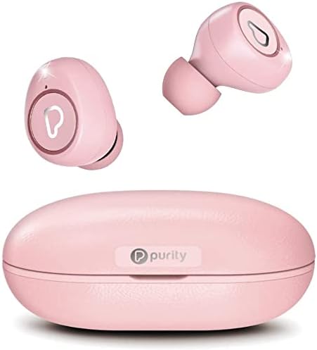 Purity True Wireless Earbuds with Immersive Sound, Bluetooth 5.0 Earphones in-Ear with Charging Case Stereo Calls/Built-in Microphones/IPX5 Sweatproof/Pumping Bass for Sports, Workout, Gym - Pink