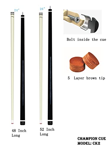 2022 New Champion Sport Co 42 Inch, 48 Inch Or 52 Inch Billiards Cue Stick Junior Size Cues (52 Inch Long 20Oz, Black) #TOP1