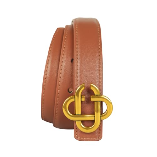 Image of Aurolran Women's Leather Belt with Buckle - Ideal for Dresses, Jeans, and Coats