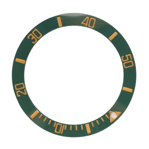 esmen UAE 38mm Ceramic Watch Bezel Insert with Green Clear Numbers, Replacement Loop Ring for Wristwatch Accessories Watch Assembly