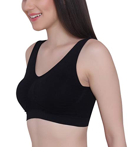 Image of GLAMORAS Women Nylon Elastane Lightly Padded Non Wired U Back Sports Bra | Seamless Stretchy Low Impact Yoga Workout Bra with Removable Pads - Size- Small to 4XL