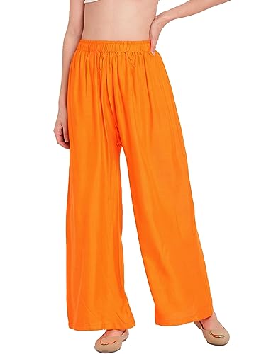 Image of Go Gazab - Stylish Women's Palazzo: Trendy Rayon Solid Color Ethnic Wear Palazzo